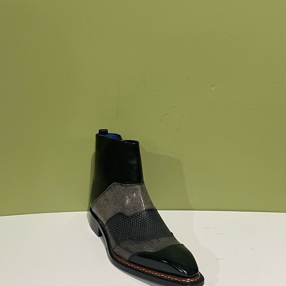 Emilio Franco boot Italian leather calf black/gray side zipper - Picture 2 of 6